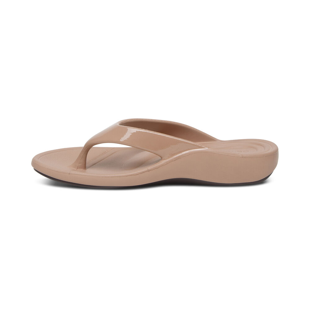 Aetrex Women's Maui Flip Flops - Mocha | USA 6C5LCJY